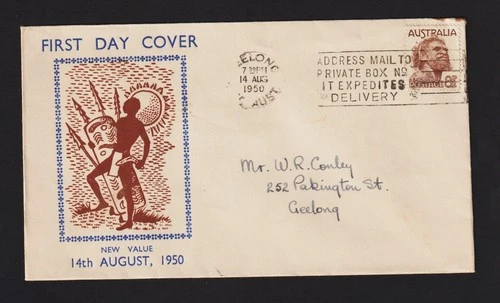 AUSTRALIA 1950 HASLEM FDC 8½d ABORIGINE ADDRESSED
