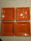 Set of 4 - Homer Laughlin Persimmon Fiesta Ware Square Salad/Dessert Plates 8.5"