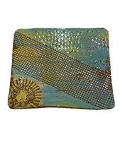 Art Studio Pottery Glazed Textured Decorative Tray Artist Signed JES 14. 6? X 7?