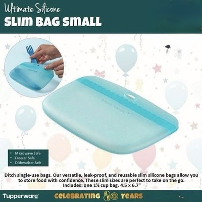 Tupperware Silicone Bag Slim Small Blue/Teal
