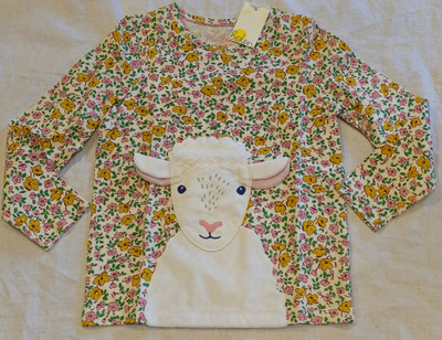 Mini Boden Lamb Applique Farm Shirt NWT New 6-7