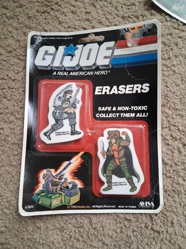 Vintage 1986 GI Joe 2 Pk Eraser Set Hasbro