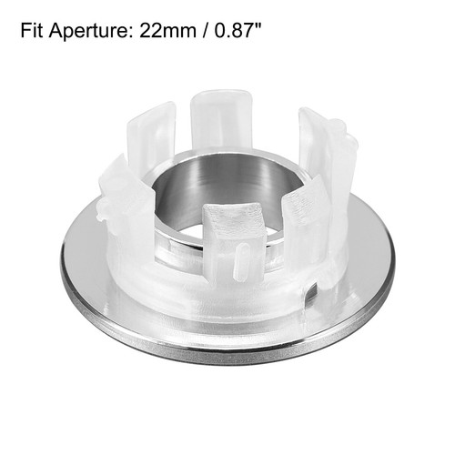 Sink Overflow Cover Kitchen Basin Trim Hole Caps Insert Spares Silver Tone 3 Pcs - Picture 3 of 3