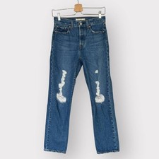 Levi s Wedgie Straight Jeans Premium Distressed Denim Size 26 Women's High Rise
