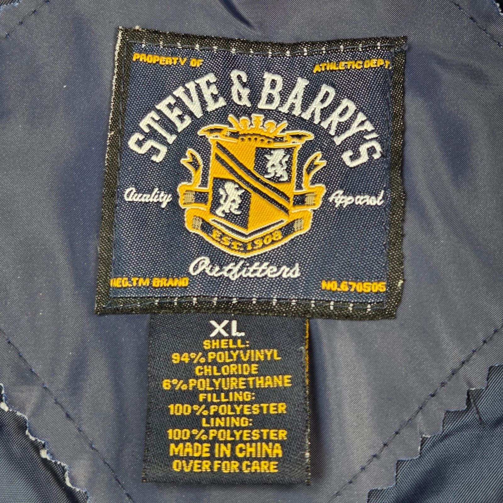 Steve & Barry's Michigan Wolverines Varsity Bomber Jacket Mens XL Navy Gold - product detail image 4