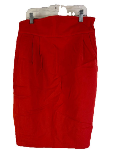 Escada, Vintage 80s Escada Womens 8 EU 38 Wool Pencil Straight Knee Skirt Red