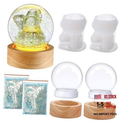LemonRoad 2 Set 3.9 Inch DIY Clear Plastic Snow Globes with Broom Snowman Mold