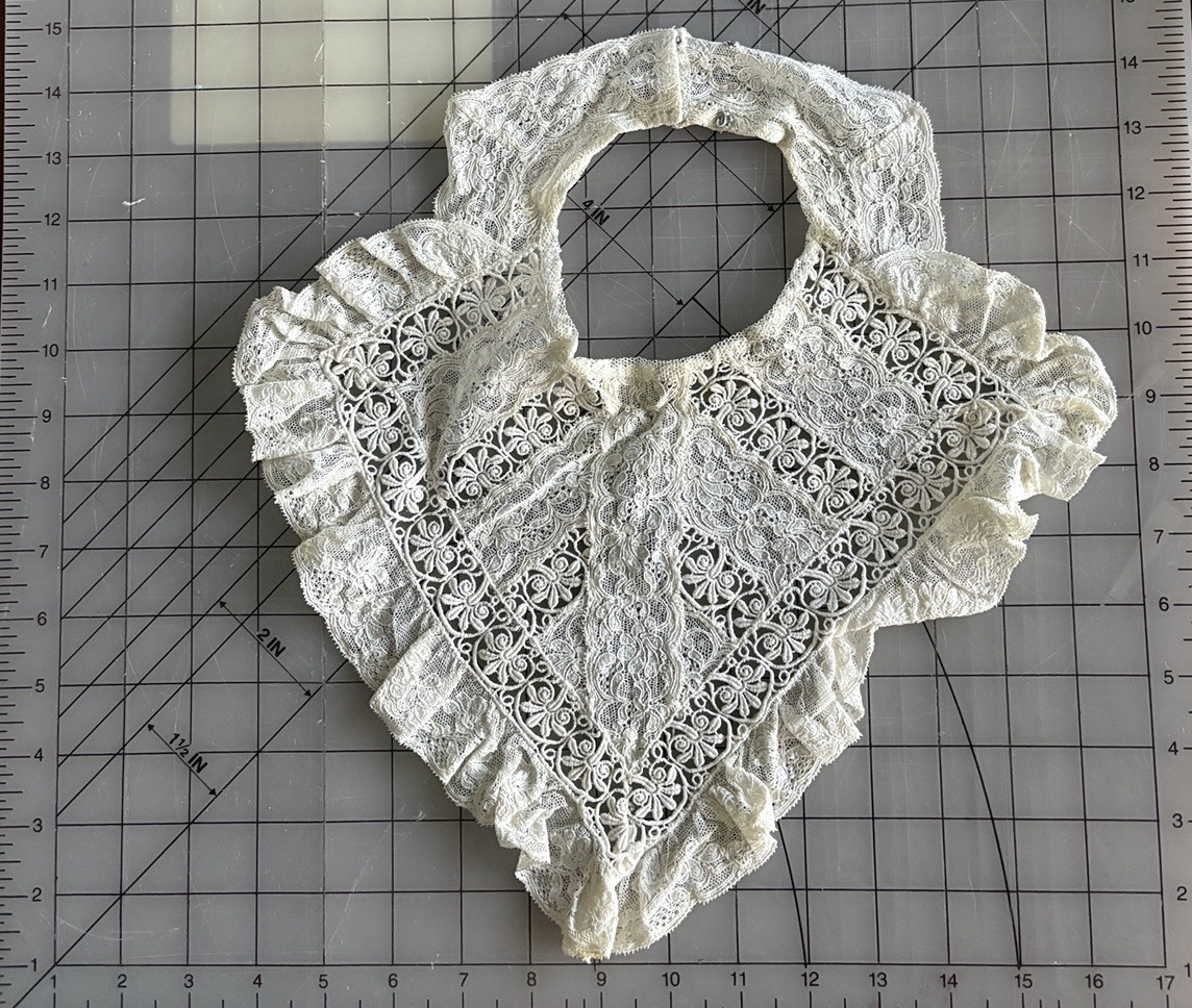 Antique Edwardian Guipure Lace Chemisette Yoke Handmade Lace Net Trim As Is