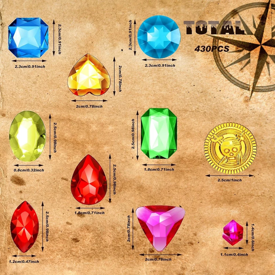 430 Piezas Decoraciones Fiesta Pirata Tesoro Joyas y Pirata Oro Falso Foto 3 de 4