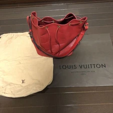 Louis Vuitton Red Epi Leather Shoulder Bag LV Logo Embossed Purse Handbag Tote