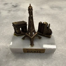 Vintage Brass Eiffel Tower Paris Souvenir Set of Miniature Replicas of Monuments