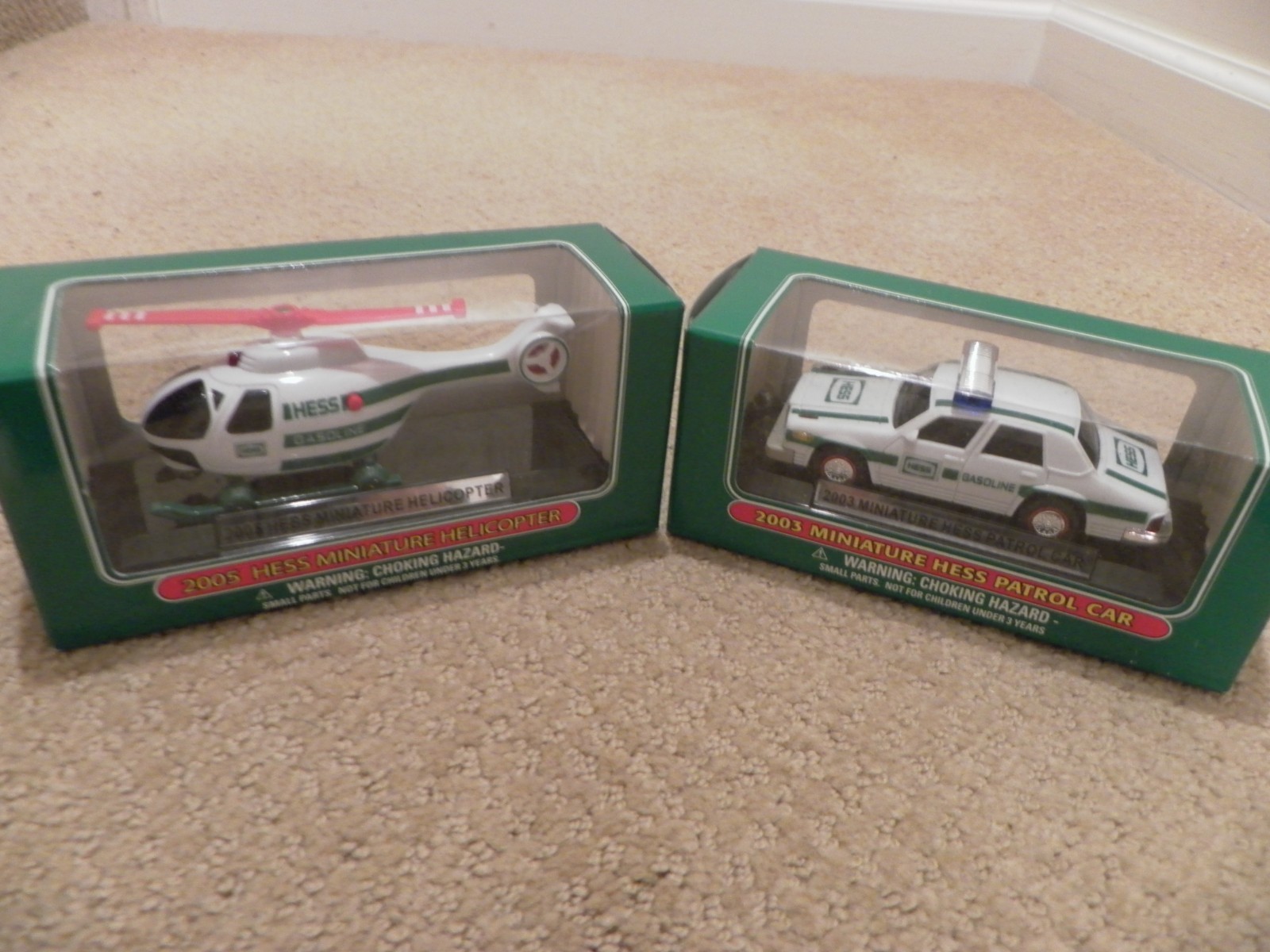 Hess Miniture Lot (2)-2003 Patrol Car & 2005 Helicopter-New in Box