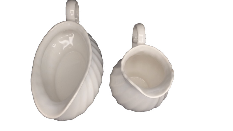 White Ironstone Ceramic Serving Pieces - Gravy Boat - Cream Pitcher