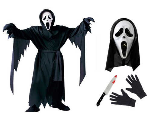Adult Kids Scream Ghost Face Cosplay Halloween Costume Fancy Dress Mask Knife - Picture 1 of 11