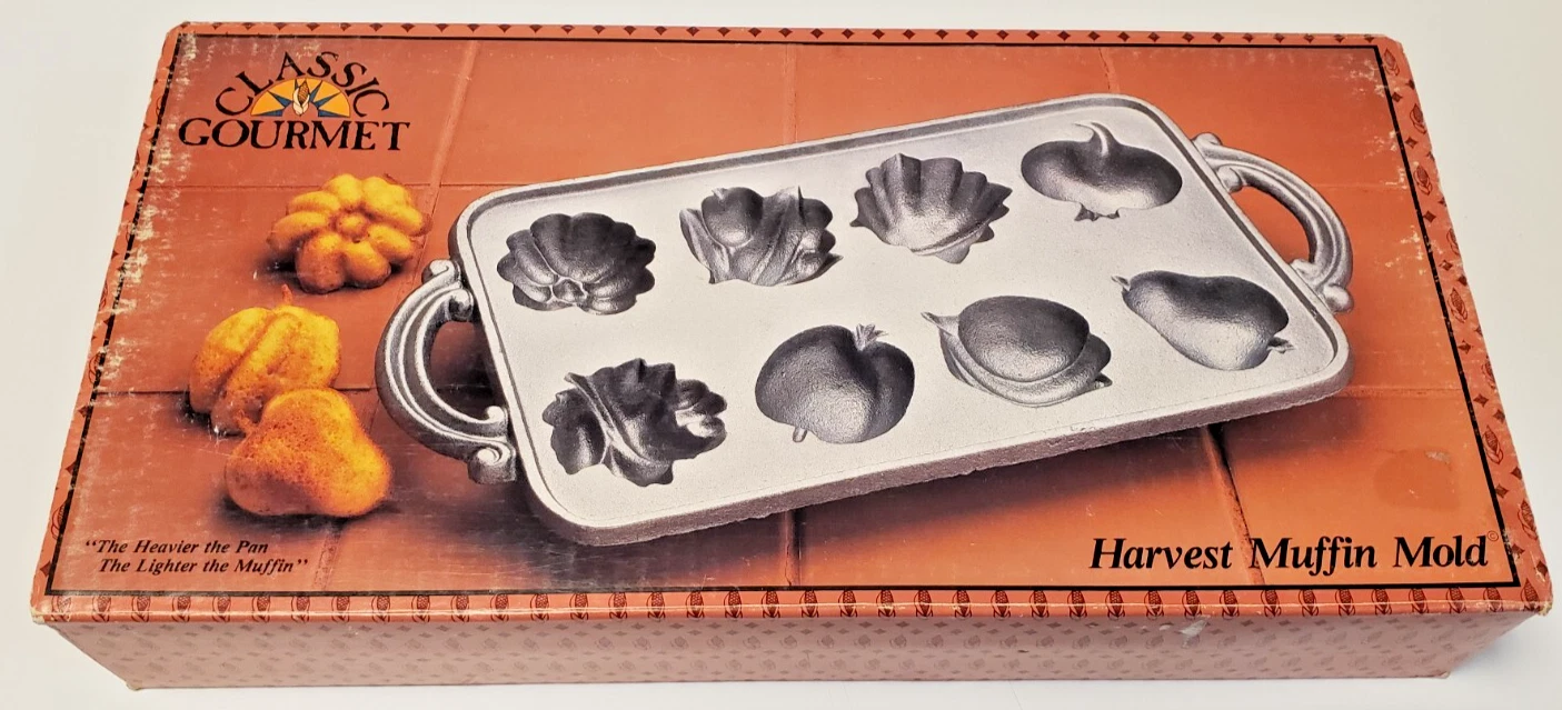 Harvest Muffin Mold JOHN WRIGHT VTG Cast Iron 1984 #73-004 New in Box