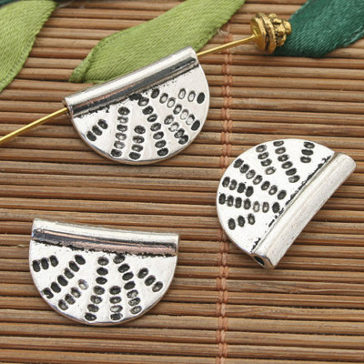 10pcs dark silver semi-circle spacer beads h5004