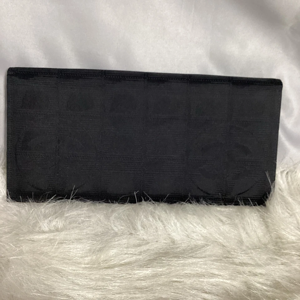 Chanel Travel Line Cartera Larga Doble Plegable Nylon Jacquard Cuero Negro / 7526615 Foto 3 de 4