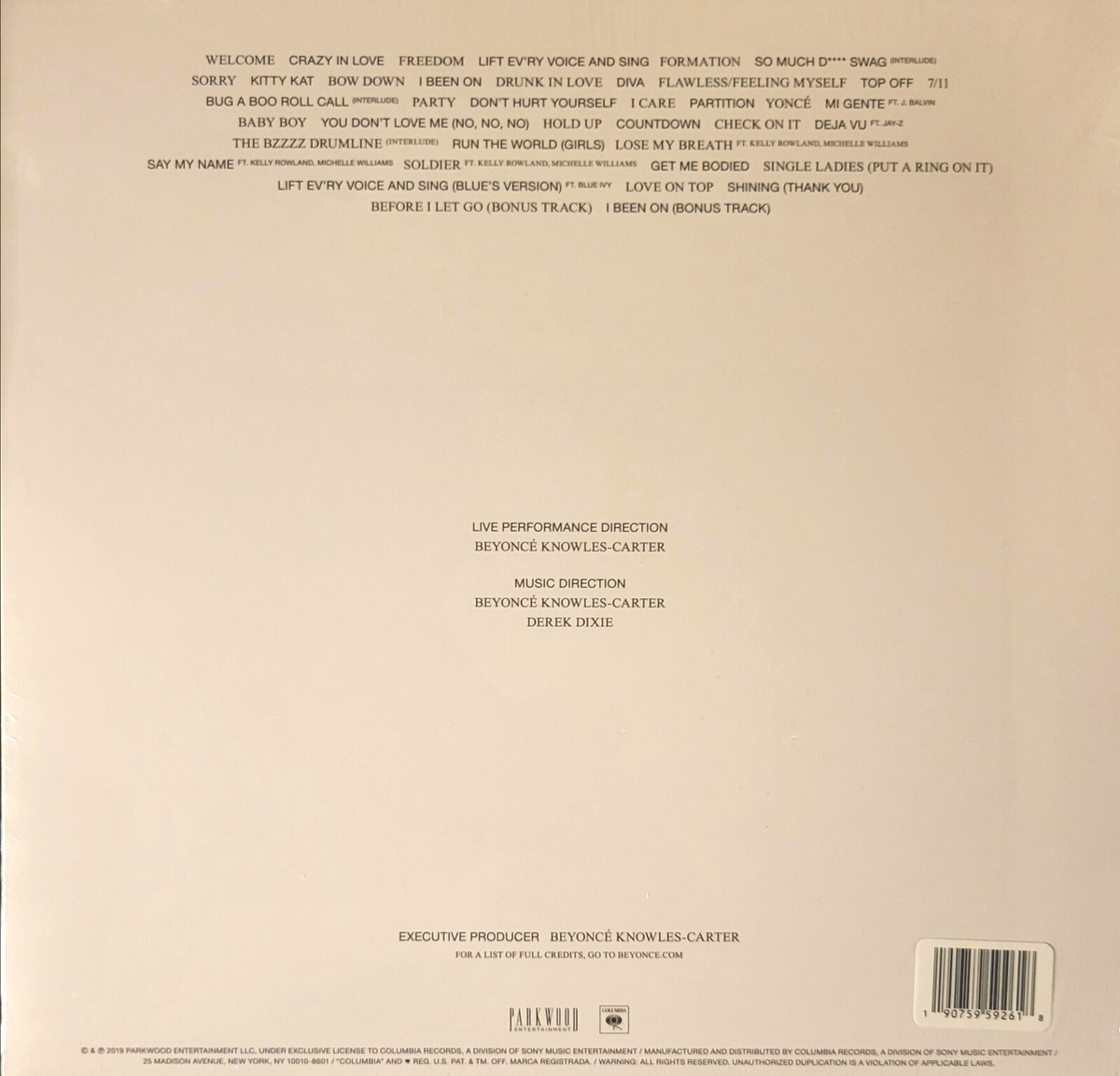 欧4LP Beyonce Homecoming: The Live Album (LP x 4 Box Set) 19075959261 Columbia, Parkwood Entertainment Beyoncé - Homecoming: The Live Album 4xLP ( Black Vinyl