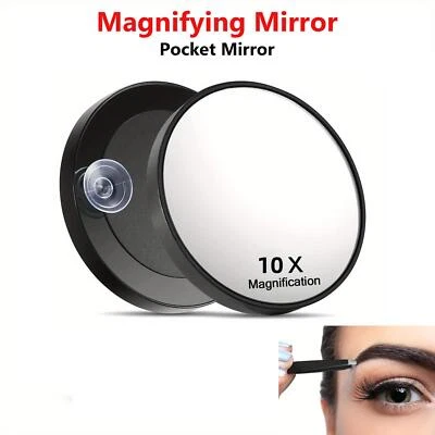 STERUN 10X Magnifying Make Up Mirror Handheld Eyebrow Tweezing Eye Makeup Pocket Vanity