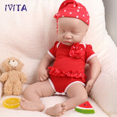 IVITA 18''Reborn Baby Doll Girl Newborn Lifelike Full Body Silicone Real Touch