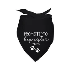 Promoted to Big Sister 2025 Black Pet Dog Bandanas Triangle Scarf Bandanas Bi...