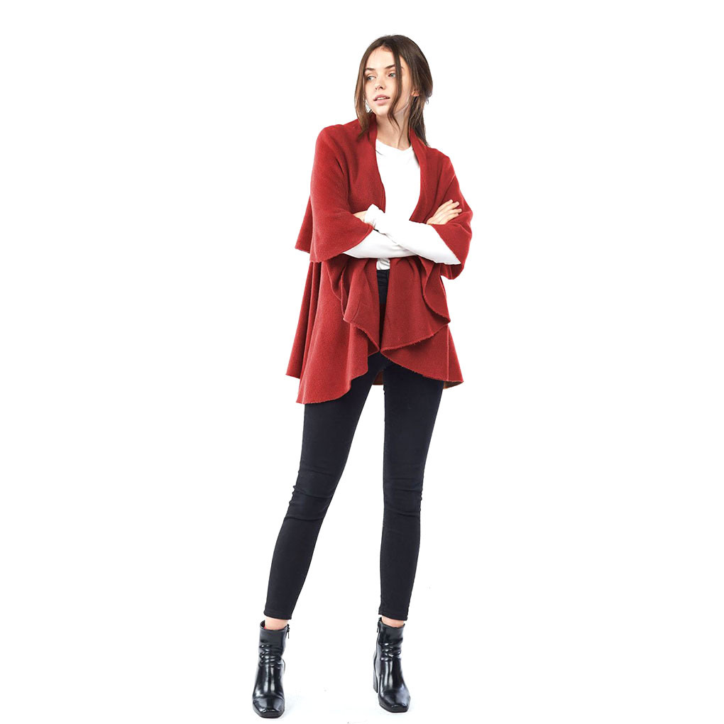 Look By M Womens Draped Wrap Shawl Vest in Multi Wear Red