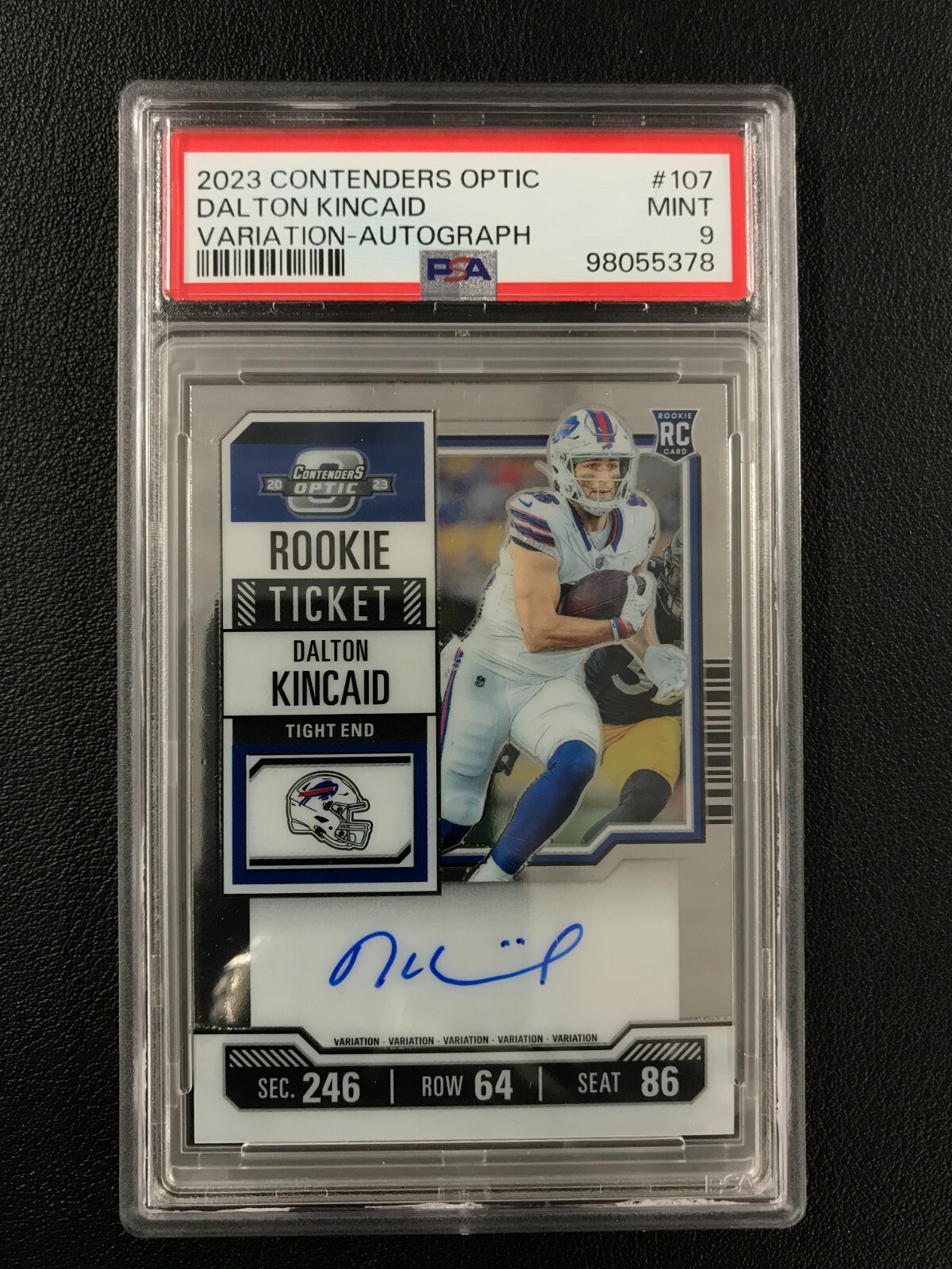 2023 Panini Contenders Optic Dalton Kincaid Variation Rookie Auto #107 PSA 9