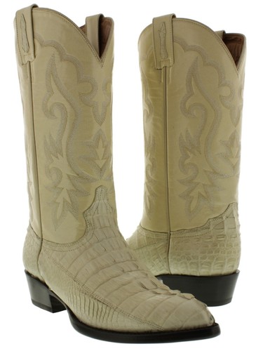Para Hombres Vestido de Vaquero Botas Blancas Cola de Cocodrilo Piel Bota Rodeo Talla 8, 8.5, 9 - Imagen 7 de 7