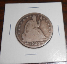 1854  O SEATED HALF-  VERY GOOD