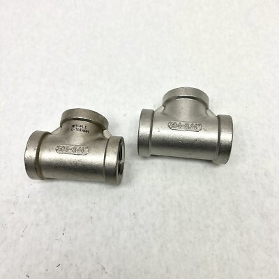 LOT OF 2 - SP-114-150 304 -3/4 IN TEE PIPE STAINLESS STEEL SWEAT