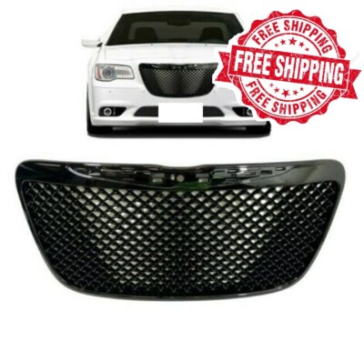For 11 12 13 14 Chrysler 300C Grille Mesh Bentley Style Gloss Black Grill SRT