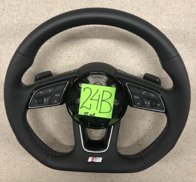 Audi S-Line A4 A5 S4 S5 Leather Half Perforated Bottom Black Steering Wheel #24B