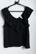 H&M Womens Frill Tshirt - Black - Size L Large (v-03)