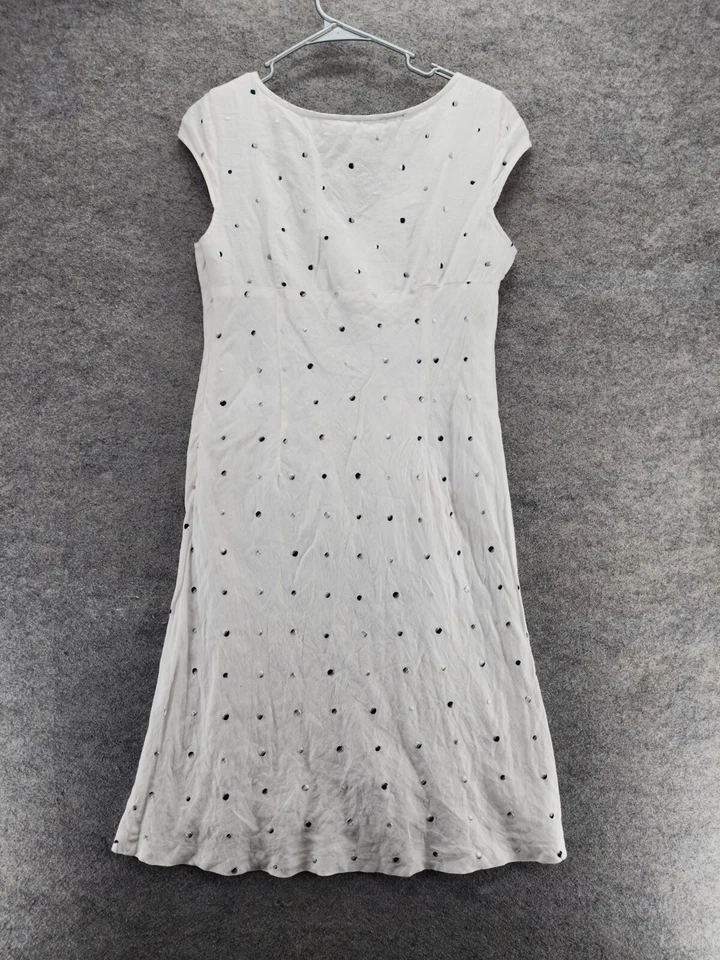 Vestido 2 Friends para mujer 12 lino irlandés cuello en V blanco lunares Foto 2 de 4