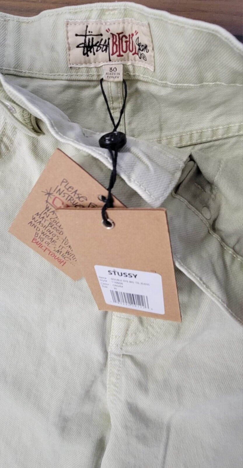 Stussy Double Dye Big 'Ol Jeans In Cream Size 30 New With