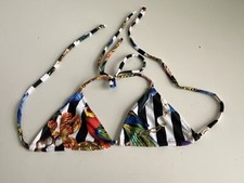 Bikini Triangle Swimsuit Tie Back Top Adjustable Floral Colorful Women  s Sz S