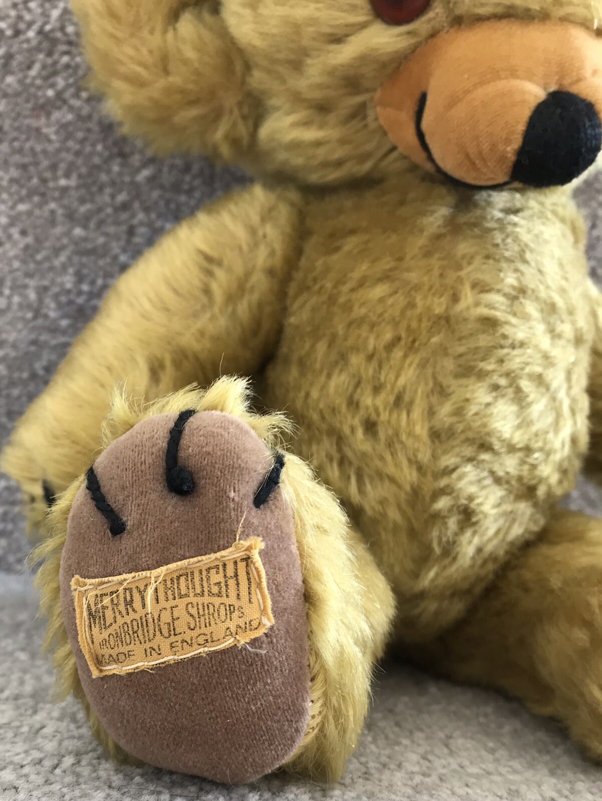 Vintage Merrythought Cheeky Mohair Teddy Bear 10” w/ Bells 