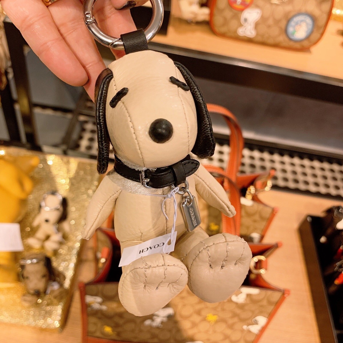 NWT Coach X Peanuts Snoopy Collectible Bag Charm/ Keychain In Signature  Canvas