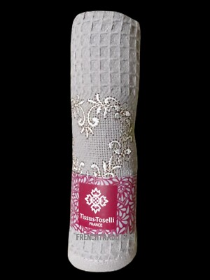 Waffle-Weave Towel Provence Heart Grey - Made in France