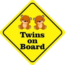 6in x 6in Boy Twins on Board Sticker Car Truck Vehicle Bumper Decal