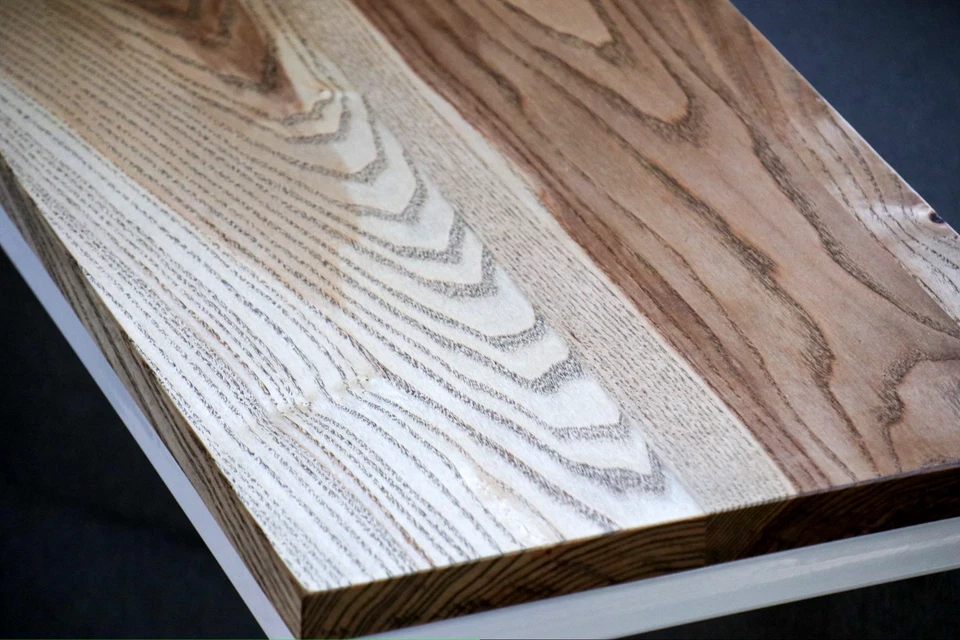 Industrial c-table, Ash hardwood, white metal base, free shipping - Image 3 of 4