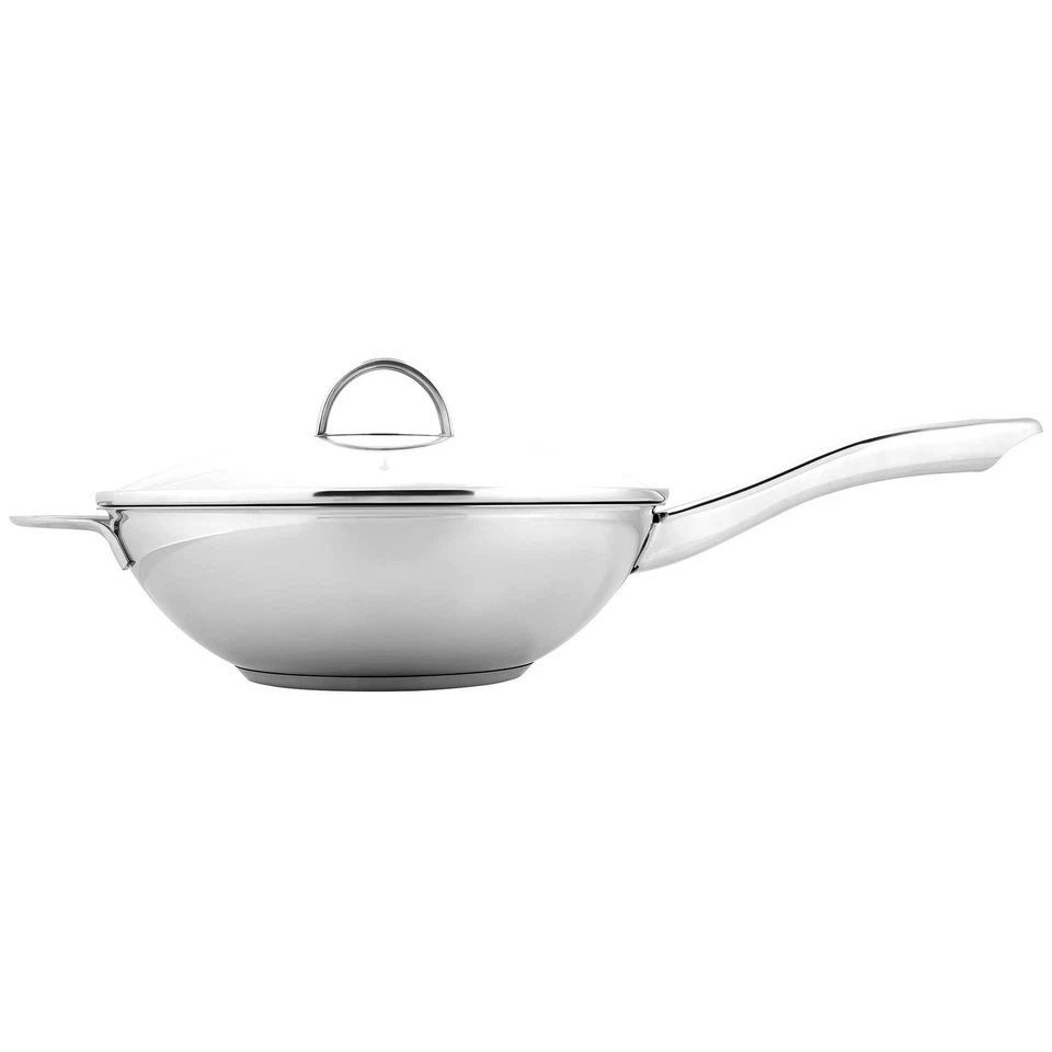 GRÄWE Wokpfanne 28 cm, mit Glas-Deckel, Wokpfanne mit Griff, Edelstahl - Bild 1 von 4
