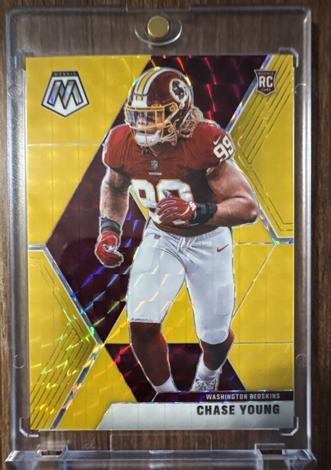 2020 Panini Mosaic - Rookies Chase Young #202 Gold Fluorescent Prizm /20 (RC)