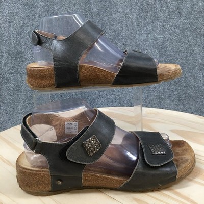 Haflinger Sandals Womens 40 Strappy Gray Leather Hook And Loop Open Toe Casual