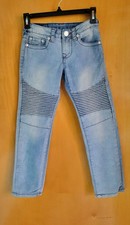 True Religion Geno Blue Moto Biker Relaxed Slim Fit Adj Waist Jeans Boy  s Sz 8