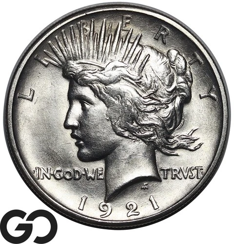 1921 Peace Dollar, Ultra High Relief, Choice Gem BU++ Key Date First Year Issue