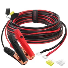 CUZEC 12FT/3.66m 14 AWG Extension Cord Eyelet Terminal with Battery Clamp 12V...
