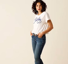 NWT Ariat R.E.A.L. Mid Rise Stretch Whipstitch Boot Cut Jean