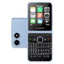 Unnecto Snap | Dual SIM | Unlocked | QWERTY Flip Phone | Cloud OS | Sky Blue