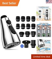 Kitchen Faucet Head Replacement 3 Modes with 12 Adapters, Pull Down Spray Hea...